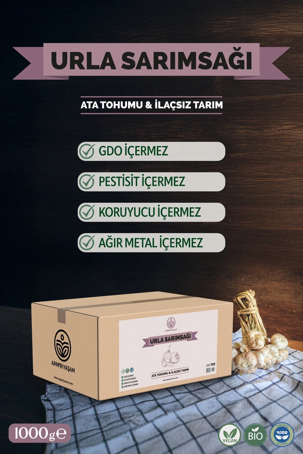 %100 Doğal Urla Sarımsak 1000gr