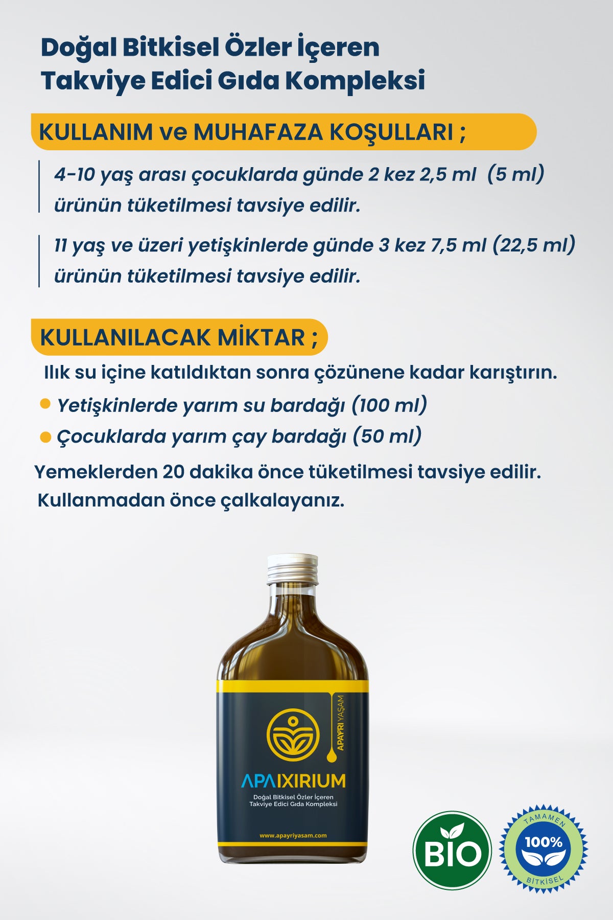 200 mL %100 Bitkisel Fitoterapik iksir APAİXİRİUM